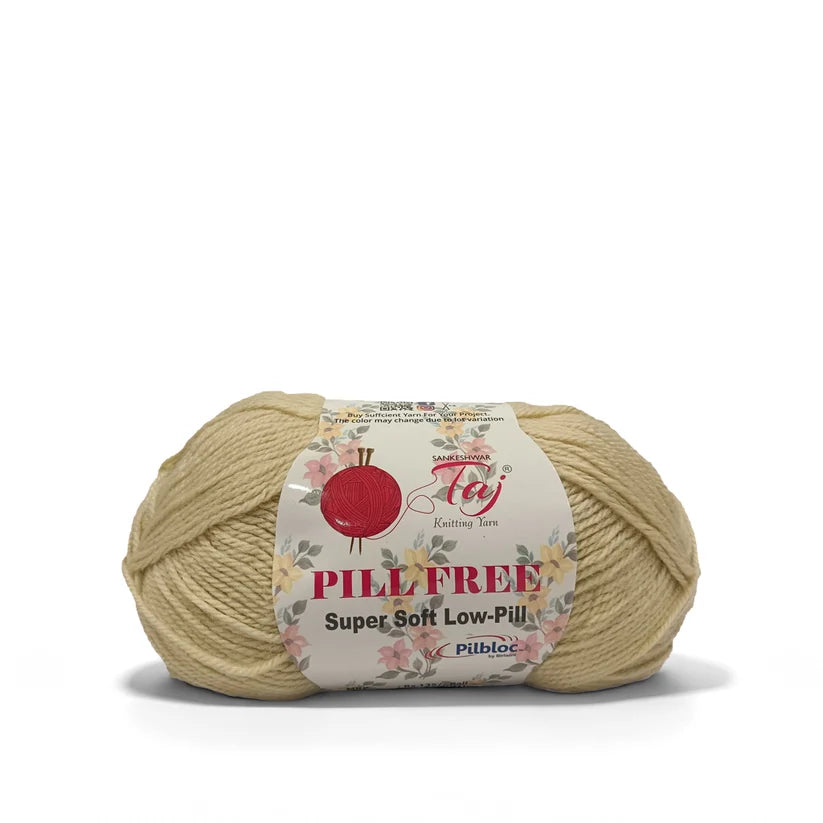 A ball of cream-colored yarn with a white paper label that reads 'Puff Fairy Handmade Yarn'