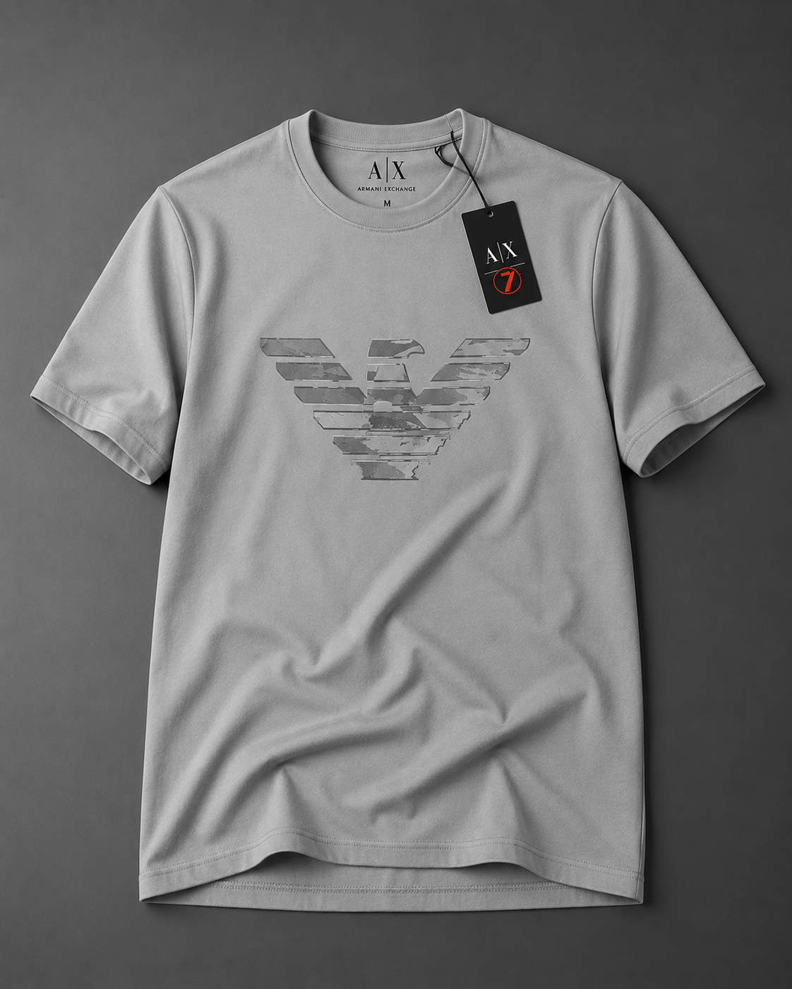 A light gray short-sleeve crewneck t-shirt by Armani Exchange
