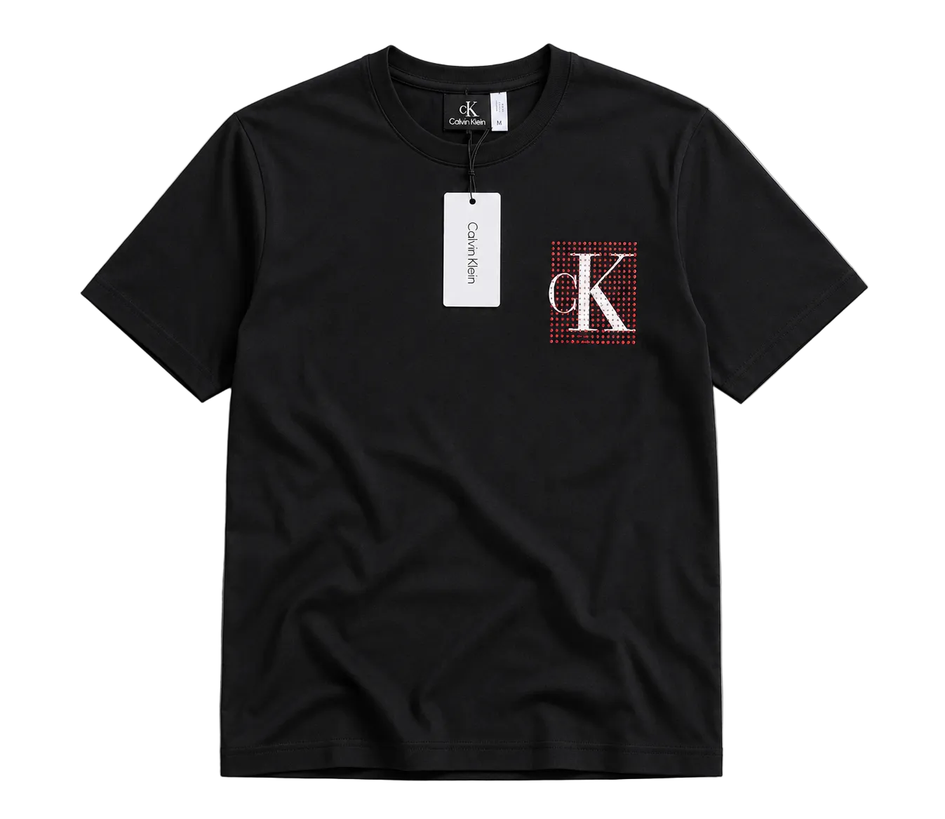 A black short-sleeve crewneck t-shirt by Calvin Klein