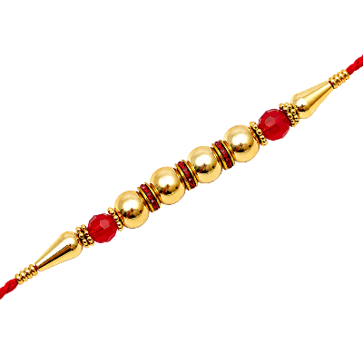 Traditional Golden Beads Rakhi for Brother | Designer Raksha Bandhan Rakhi