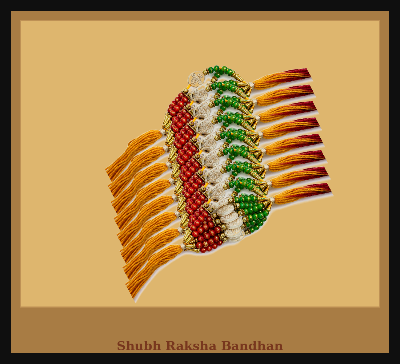 Three traditional Indian Rakhi bands with gold-plated wires