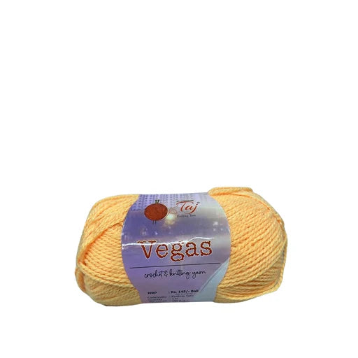 Yellow skein of yarn with a label on a white background